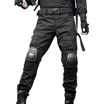 Abbildung von JOYASUS Paintball BDU Taktische Hosen Airsoft Multi Tasche Diensthosen mit Knieschützer M, Schwarz