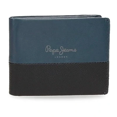 Abbildung von Pepe Jeans Doppelte Horizontale Geldbörse mit Blauer Geldbörse, 11 x 8 1 cm, Leder, blau, Talla única,