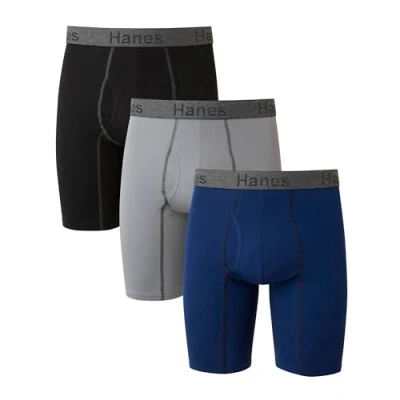 Abbildung von Hanes Herren 3er Pack Comfort Flex Fit Ultra Soft Stretch Boxershorts, erhältlich in regulärem Retroshorts, Lange Beine, Sortiert, 3 Stück, Small