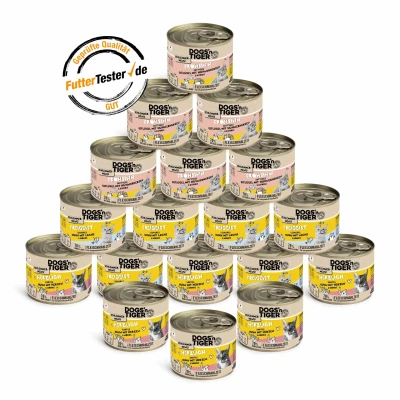 Abbildung von Adult Katzenfutter, Nassfutter, Getreidefrei, Schlemmerpaket, Huhn, Geflügel, Lachs, Karotte &amp; Kürbis, 18x200g