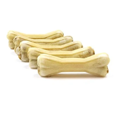 Abbildung von DOGBOSS 100% Natur Kauknochen Hundeknochen, Rinderhaut mit Hähnchen, 5 Stück 22 cm