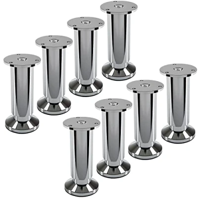 Abbildung von SOTECH 8 Stück Möbelfüße Terra Höhe 120 mm Chrom poliert Schrankbeine höhenverstellbar bis max. 15 mm, belastbar 250 kg/je Fuß
