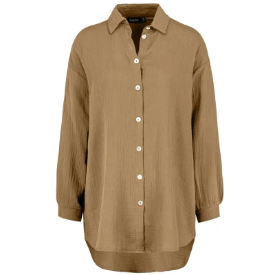 Abbildung von Sublevel Lange Hemdbluse, Damen, Größe: S/M, Middle beige