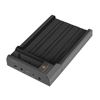 Abbildung von LogiLink QP0031 USB 3.2 Gen 2 Quickport, für 2,5&quot; oder 3,5&quot; SATA HDD/SSD und M.2 NVMe SSD mit Klonefunktion ohne PC, Schwarz