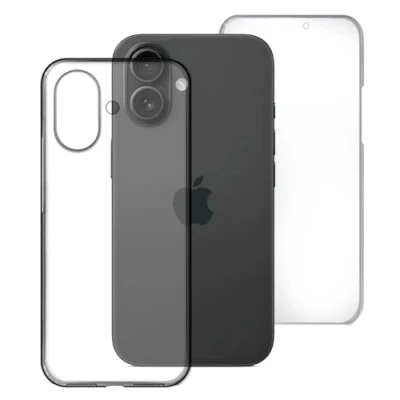 Abbildung von Max Power Digital Hülle für iPhone 16 360 Grad Transparent Silikon Komplett Schutzhülle Durchsichtig Beide Seiten Doppelseitig Full Body Vorne und Hinten Stoßfest Case