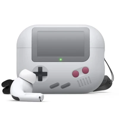 Abbildung von elago AW5 Hülle Kompatibel mit Apple AirPods Pro 2. Generation Case, Klassische Handheld Game Console Design 2, Lanyard Inklusive (Hellgrau)