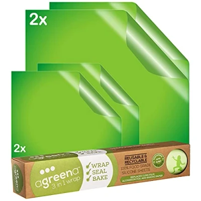 Abbildung von Agreena FD934 3 in 1 wiederverwendbare Lebensmittelverpackungen, 200 x mm, Grün, 4 Stück