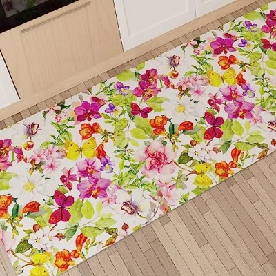 Abbildung von PETTI Artigiani Italiani Teppich für Küche, rutschfest und waschbar, 52 x 480 cm, Design Schmetterlinge, 100% Made in Italy