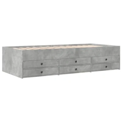 Abbildung von vidaXL Tagesbett, Gästebett mit 6 Schubladen Rollen, Schlafsofa für Schlafzimmer, Bettsofa Sofabett Daybed Bett, Betongrau 90x190cm Holzwerkstoff