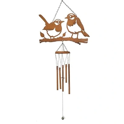 Abbildung von linoows Garten Windspiel Vogelhochzeit, Edelrost Dekohänger, Fensterdeko Hänger