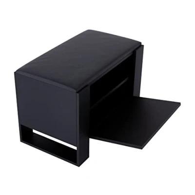 Abbildung von MRBLS Schuhschrank mit Sitzbank Modernes Design &amp; Robuste Qualität Schuhregal Geschlossen Schuhbank Garderobenbank Sitzfläche Sitzpolster erhältlich in 6 Farben (Schwarz Matt Schwarz Matt)