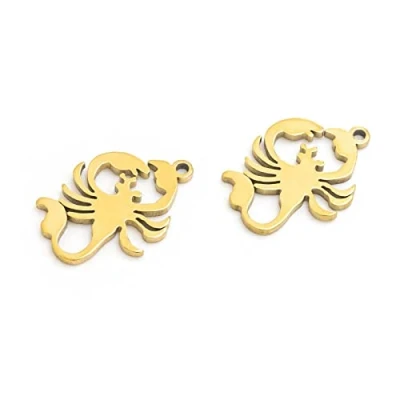 Abbildung von Vintageparts Anhänger Skorpion aus 304 Edelstahl in goldfarben 2 Stück zum Schmuck selber basteln