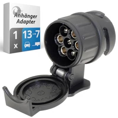 Abbildung von valonic Kfz Adapter 13 auf 7 pol Anhänger 13pol zu 7pol, Auto Hänger kurz für Pkw, und LKW, Adapterstück