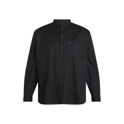 Abbildung von Calvin Klein Poplin Grandad Collar Shirt Hemd, Herren, Größe: 3XL, Black