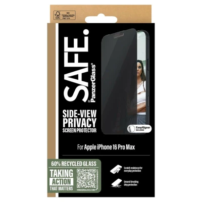 Abbildung von Apple iPhone 16 Pro Max Panzerglas PanzerGlass SAFE Privacy Screenprotector Ultra Wide Fit Screen Protector mit Sichtschutz