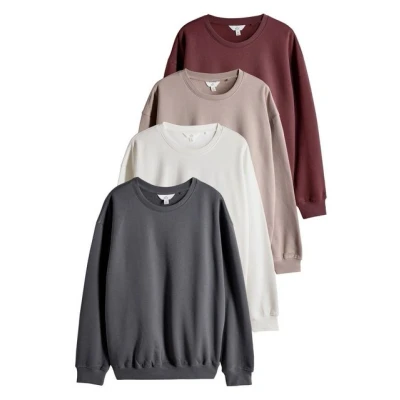 Abbildung von THE SET 4 PACK CREW NECK Sweatshirt, Damen, Größe: XL, Grey marl cream berry red taupe pink