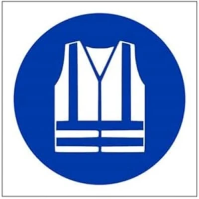 Abbildung von vsafety 41036 AF S &quot;Hohe Sichtbarkeit Kleidung Logo&quot; Pflicht Schutzbekleidung Schild, selbstklebend, quadratisch, 100 mm x mm, blau