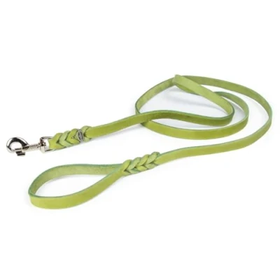 Abbildung von CopcoPet Hundeleine Grün 1 m x 12 mm aus hochwertigem Rindsleder Weiche Fettlederleine mit Chrom Karabiner Geflochtene Führleine für Hunde Zubehör 100% Handmade in Germany