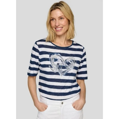 Abbildung von Rabe T Shirt in Streifen Optik und mit Glitezr Print