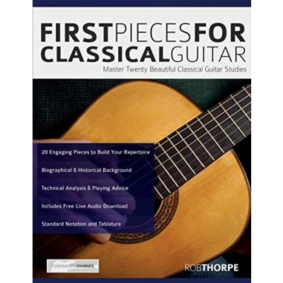 Abbildung von First Pieces for classical Guitar: Master twenty beautiful guitar studies (Learn how to play guitar)