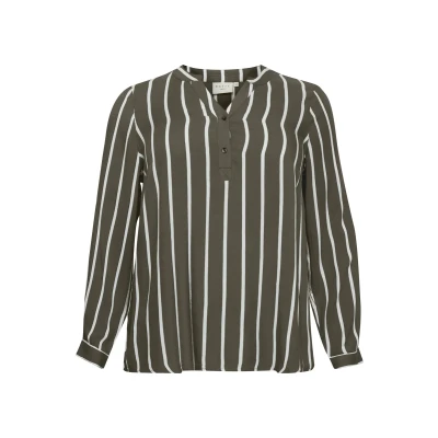 Abbildung von Kaffe Curve Kcsida Bluse, Damen, Größe: 46, Grape leaf/chalk stripe