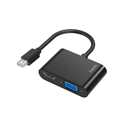 Abbildung von Hama DisplayPort auf HDMI Adapter, 4K Ultra HD 60 Hz (Adapter mit Display Port Stecker und Buchse zum Anschluss von PC, Laptop an Bildschirm, TV, Beamer, edles Gehäuse aus Aluminium, Konverter)