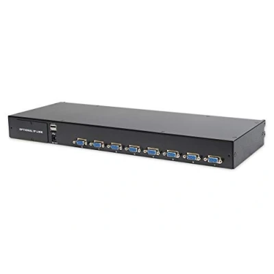 Abbildung von DIGITUS Modularer KVM Switch für Konsolen, 8 VGA Ports, 8x Serveranschlusskabel (VGA, USB, PS/2), kaskadierbar, Schwarz