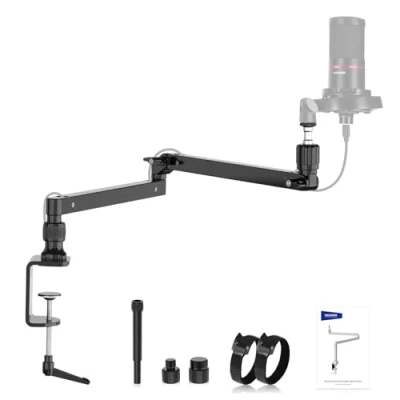 Abbildung von NEEWER Mikrofonarm Ständer, Niedriges Profil Mic Arm Tischhalterung mit Dämpfung, 360 drehbarer Boom erhöhter Stange und Kabelmanagement Kanälen, für Podcast Gaming Streaming Anrufe, MST002
