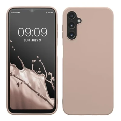 Abbildung von kwmobile Hülle kompatibel mit Samsung Galaxy A14 5G weiches TPU Silikon Case Cover geeignet für kabelloses Laden Altrosa