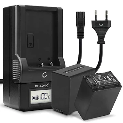Abbildung von CELLONIC 2X Kamera Ersatzakku AC VQV10 BC TRV für Sony HDR CX625 CX730 CX700 CX570 CX550 CX410 CX330e CX280 FDR AX53, Ersatz Akku 3300mAh + Ladegerät Kameraakku Zusatzakku Battery
