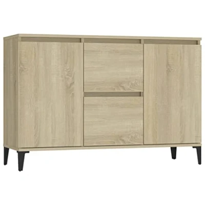 Abbildung von vidaXL Sideboard 2 Schubladen Türen Kommode Anrichte Schrank Beistellschrank Mehrzweckschrank Standschrank Sonoma Eiche 104x35x70cm Holzwerkstoff