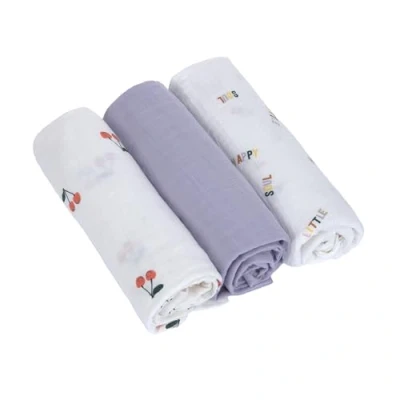 Abbildung von LÄSSIG Baby Puckdecke Spuckdecke Pucktuch Mulltuch 3er Set Baumwolle 85 x cm/Swaddle &amp; Burp Blanket L Happy Fruits Cherry