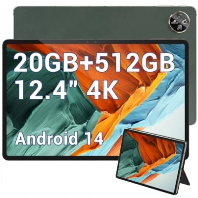 Abbildung von DOOGEE T30 MAX Tablet 12.4 Zoll, Gaming PC Android 14， 20GB RAM + 512GB ROM/(2TB Erweitern), 2560 * 1600 4K Display, 10800mAh/33W, 50MP+20MP, Widevine L1,Helio G99, 4G LTE/5G WiFi/OTG/GPS
