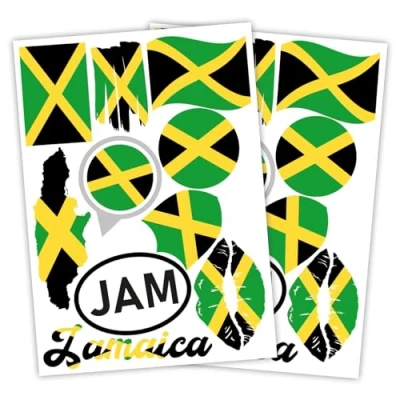 Abbildung von Finest Folia 2er Set DIN A4 Länderaufkleber Fahne Aufkleber Länderfahne Flagge für Auto Motorrad Sticker Länderflagge selbstklebend wetterfest R217 (27 Jamaika)