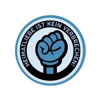Abbildung von Sammys Shirt Store Blau Heimatliebe ist kein Verbrechen Aufkleber 10 cm