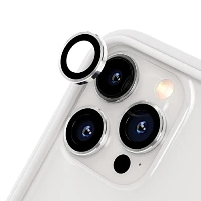 Abbildung von RhinoShield 9H Tempered Glass Kameraprotektoren, kompatibel mit [iPhone 14 Pro / Max] Stoß und Kratzfest, hohe Klarheit, explosionssicheren Schutz, Anti Beschlag Technologie Silber