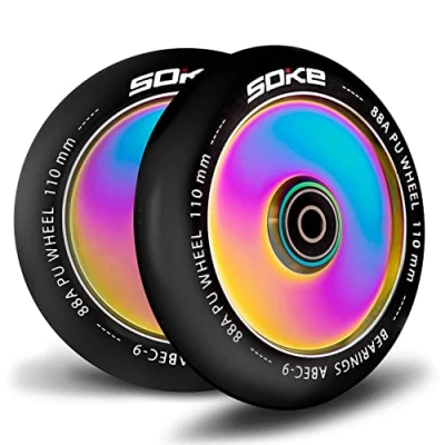 Abbildung von SOKE Scooter Räder 1679, 5x12x12cm, Zwei Stück, Gold, Langlebig, für Kinder, Jugendliche, Erwachsene, Profis Kickscooter Wheels Suitable for Razor/Cox/Albott and most Freestyle Scooters