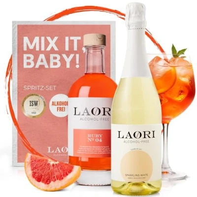 Abbildung von Laori Spritz Bundle alkoholfrei alkoholfreier ohne künstliche Aromen Perfekt für alkoholfreie Cocktails Vegan &amp; kalorienarm 750 ml Sekt 500 Aperitif