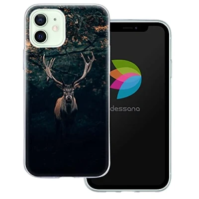 Abbildung von dessana Hirsche transparente Schutzhülle Handy Case Cover Tasche passend für Apple iPhone 12 Hirsch im Wald