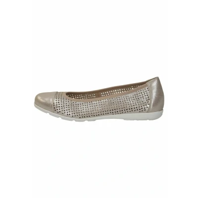 Abbildung von CAPRICE Damen Ballerinas aus Leder mit Lochmuster, Beige (Taupe Metallic), 36 EU