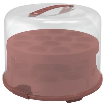 Abbildung von Rotho Fresh Tortenglocke hoch mit Trays, lebensmittelechter Kunststoff (PP) BPA frei, rot/transparent, (35,5 x 34,5 26,0 cm)