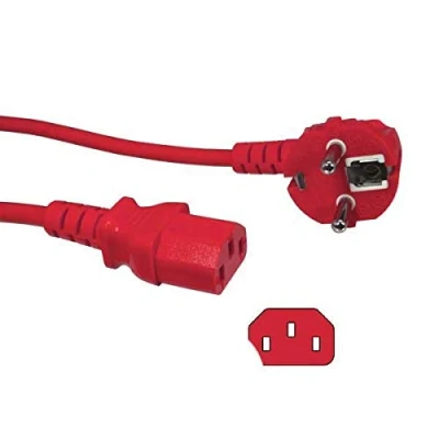 Abbildung von kab24® Kaltgeräte Stromkabel Powerkabel (5m, rot Schutzkontakstecker gewinkelt auf Kaltgerätebuchse gerade)