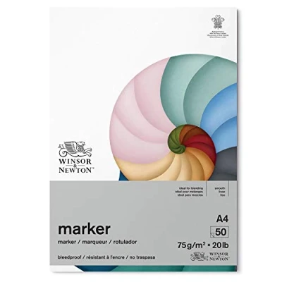 Abbildung von Winsor &amp; Newton 6002008 Markerpapier im Block 50 Blatt DIN A4, 75g/m², FSC, Chlor und Säurefrei, Alterungsbeständig für alle Arten von Alkoholbasierten Markern