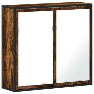 Abbildung von vidaXL Bad Spiegelschrank Räuchereiche 65x20x60 cm Holzwerkstoff, Badschrank mit Spiegel, Wandschrank Schminkspiegel