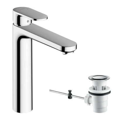Abbildung von hansgrohe Waschtischarmatur &quot;Vernis Blend&quot;, 19cm, mit Zugstangen Ablaufgarnitur