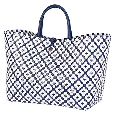 Abbildung von Handed By Tasche, Markttasche, Einkaufstasche, Shopper Motif Bag blau/weiß Größe L