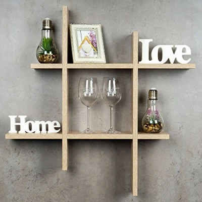 Abbildung von levandeo Hashtag Regal 75x75cm Wandregal Holz Sonoma Eiche Optik Bücherregal Hängeregal Ablage Steckregal