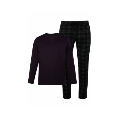Abbildung von JP1880 Zweiteiler Langarm KARO SET Pyjama, Herren, Größe: 7XL, Dark violet