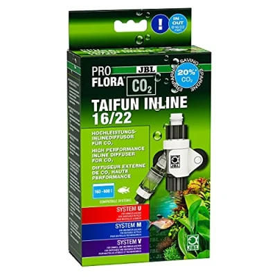 Abbildung von JBL PROFLORA CO2 TAIFUN INLINE 16/22, Diffusor, Integrierter Blasenzähler und Rücklaufsicherung, Für 160 600 l Aquarien