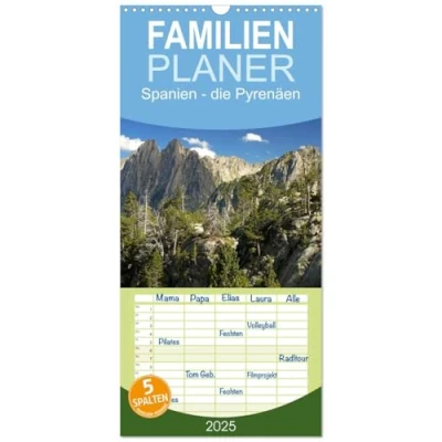 Abbildung von Familienplaner 2025 Spanien die Pyrenäen mit 5 Spalten (Wandkalender, 21 cm x 45 cm), CALVENDO